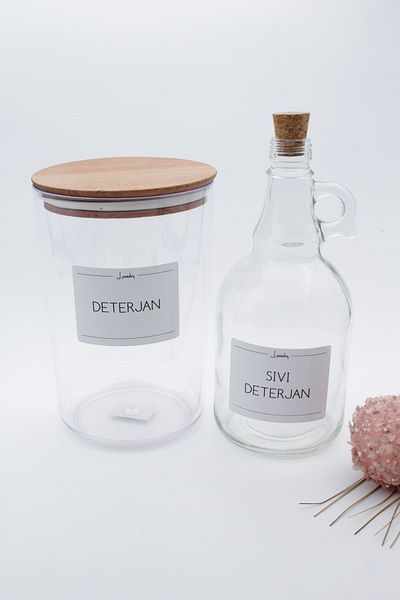 zezedesing Βάζο απορρυπαντικού με ξύλινο καπάκι 2300ml-μανιτάρι Υγρό απορρυπαντικό 1000ml