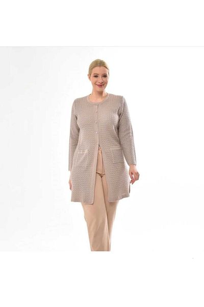 anne moda ankara Καλοκαιρινή Λεπτή Ατσάλινη Πλεκτή Ζακέτα/Μπουφάν με 2 τσέπες