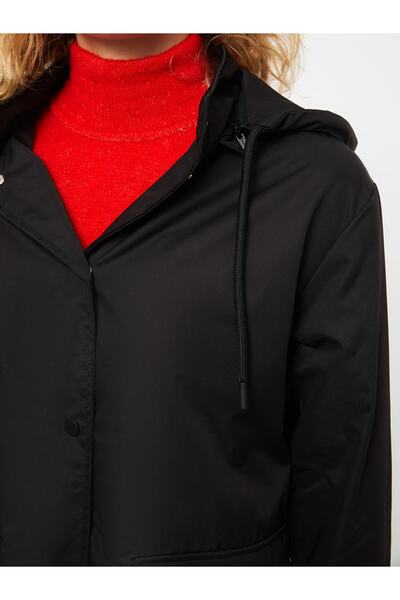 LC Waikiki Hooded Plain Long Sleeve Women's Raincoat