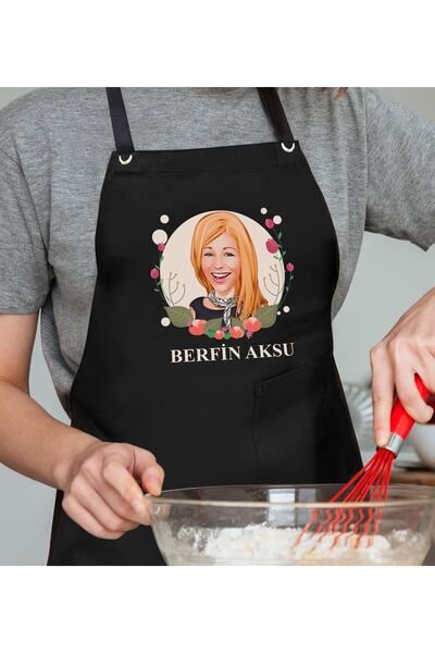 Bk Gift Kişiye Özel Anneler Günü Karikatürlü Profesyonel Siyah Mutfak Önlüğü,...
