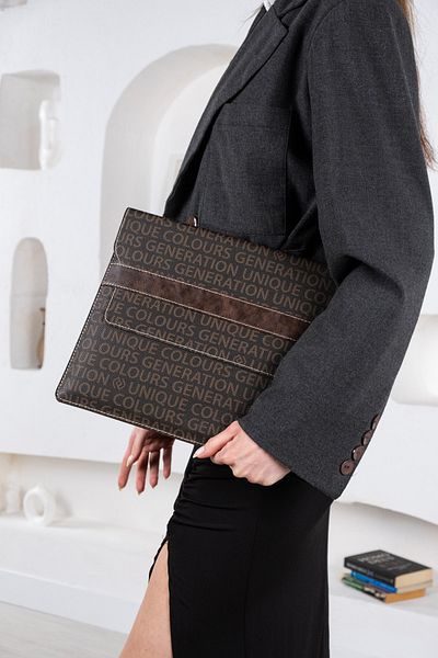 DK LEATHER 13 13,3 13,6 ιντσών Coffee Pattern Συμβατή θήκη φορητού υπολογιστή - M1 M2 Macbook Air Pro Document Portfolio Bag
