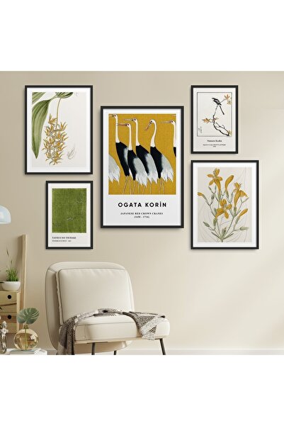 HOMEPACK 5 Parça Çerçeveli Tablo Seti Ogata Korin Beşli-52