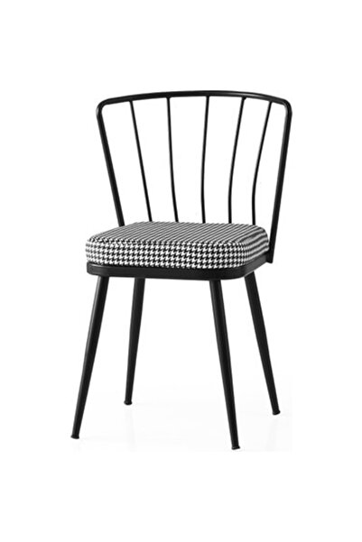 WoodenStoneApps Ay Sandalye Kazayağı Desen 2li Güneş Sandalye Siyah Mutfak Sa...