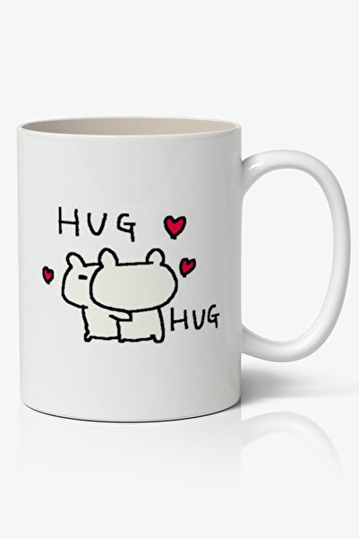 Anime Marketi كوب بورسلين أبيض مطبوع عليه عناق