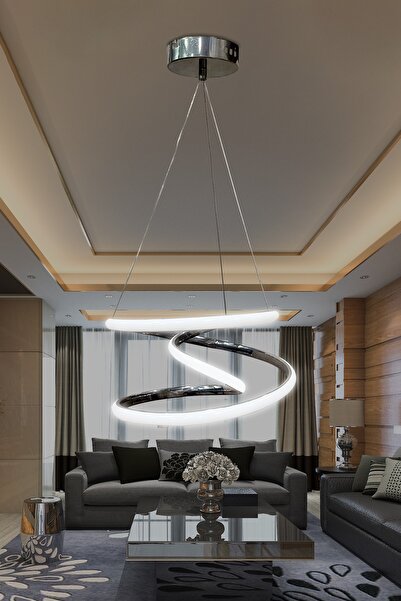 DEKORLİVE Modern Sarkıt Galaksi Krom Beyaz Işık Ledli Avize