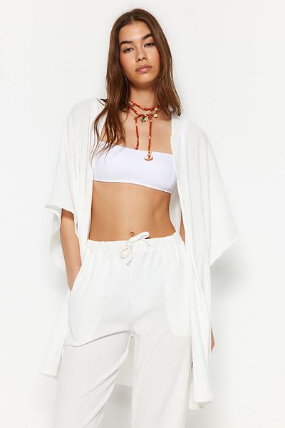 Trendyol Collection Ekrü szövésű kimonó nadrág szett TBESS23AU00149