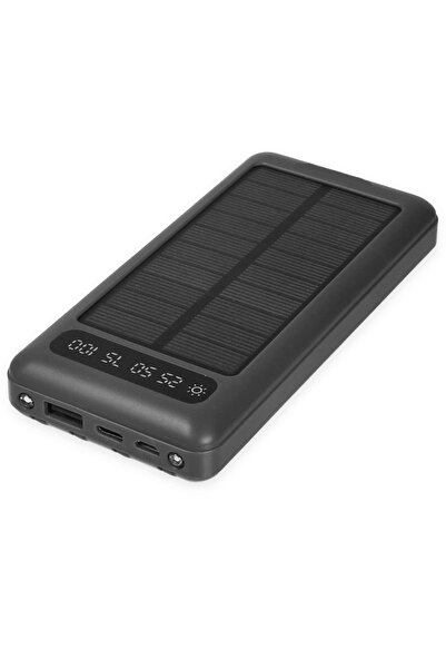 TECHNOMEN 10.000 Mah Güneş Enerjili Led Işıklı Powerbank Şarj Aleti Usb Çıkışlı Mikro Typc Lıghtnıng