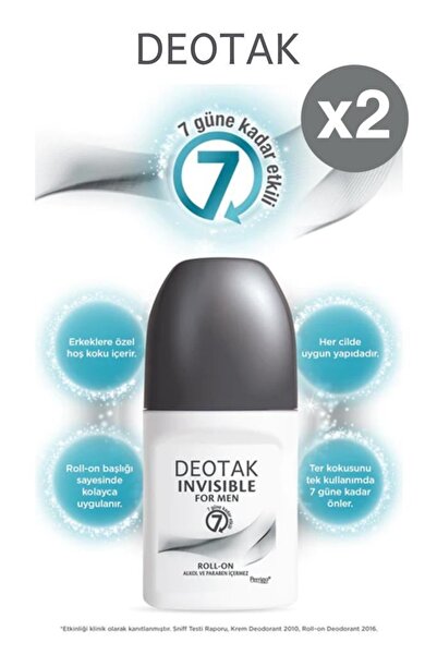 Deotak Invisible Roll-on Erkek Deodorant - 35 Ml X2