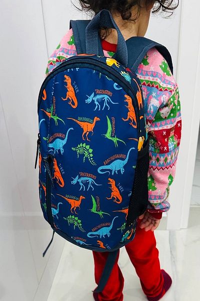 chantacim Dinosaur Printed Navy Blue Backpack