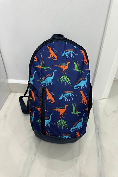 chantacim Dinosaur Printed Navy Blue Backpack