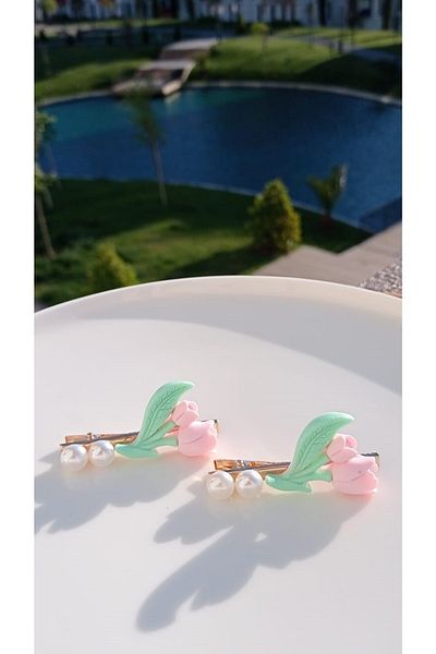 İLKYAZ Accessory 2-Piece Tulip Side Buckle Set with Pearls