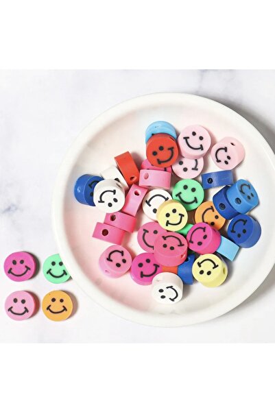 LİVZA BİJUTERİ Karışık Renk Gülen Yüz Figür Polimer Kil Fimo Boncuk Takı Yapı...