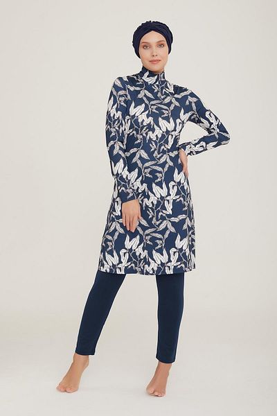 MARESİVA Women's Long Sleeve Dark Navy Blue Hijab Swimsuit