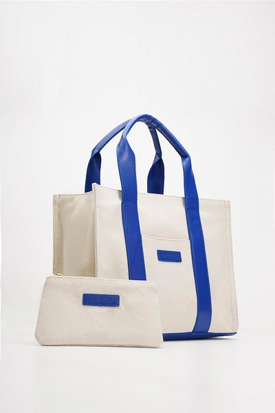 COLORDS Women's Leather Handle Canvas Tote Bag