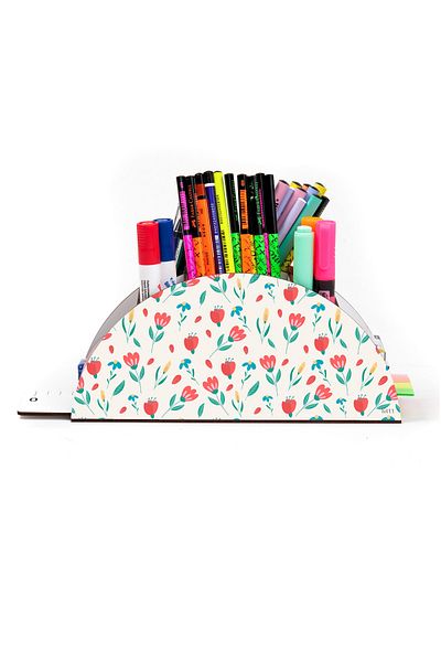 kutuTR Wooden Vip Different Model Rainbow Ruled Desktop Pen Holder Organizer Assembled Boxed