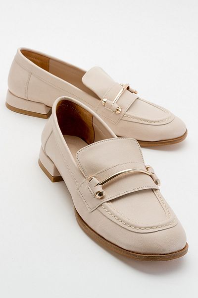 LuviShoes Solen Beige Women's Loafer Shoes