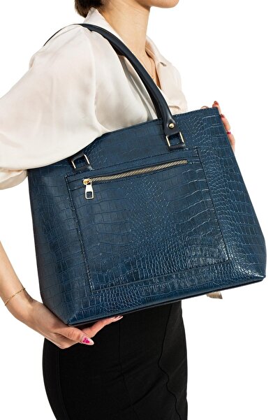 Reddington حقيبة نسائية كبيرة الحجم بنمط تمساح مع جيب بسحاب، وحقيبة أوراق، وح...