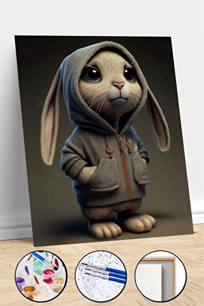 kendinyaphobi Sayılarla Boyama Seti Çerçeveli Kasnaklı Tavşan 3 40x50 Cm