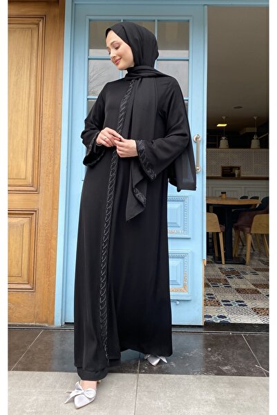 EfsaModa Taş Detaylı Ferace Şal Takım