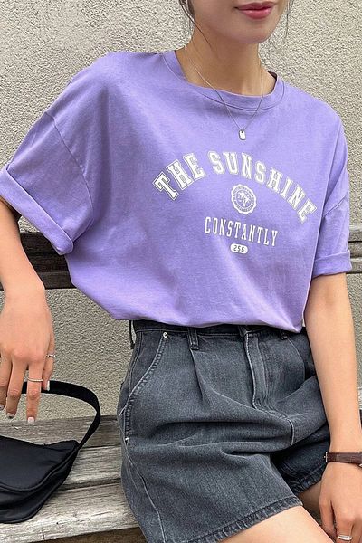 MODAGEN Unisex Lilac Oversize The Sunshine Printed T-shirt Tee