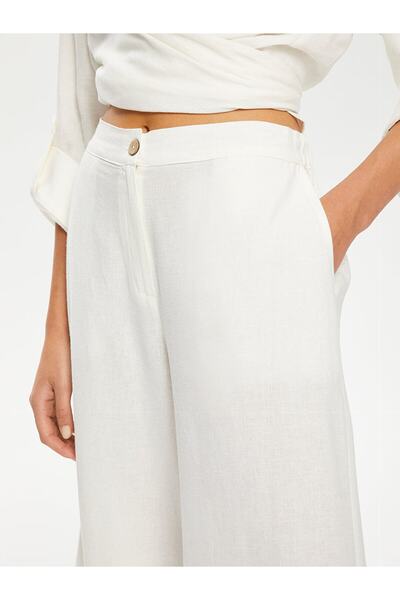 Faik Sönmez Resort Side Slit Linen Blend Capri 66822