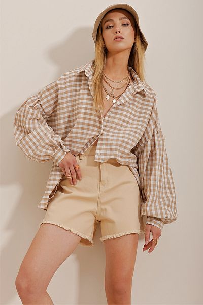 Trend Alaçatı Stili Shirt - Beige - Relaxed fit