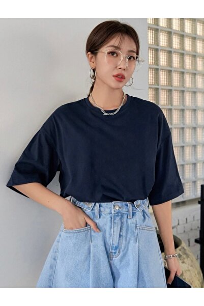 My Blog Dámské obyčejné tričko v námořnické modré