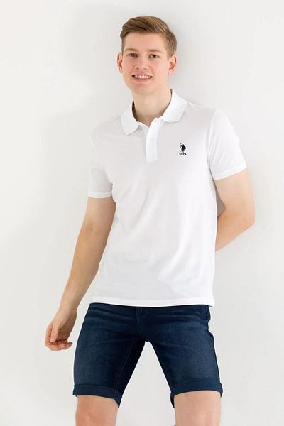 U.S. Polo Assn. Ανδρικό μπλουζάκι με λευκό πόλο λαιμόκοψη