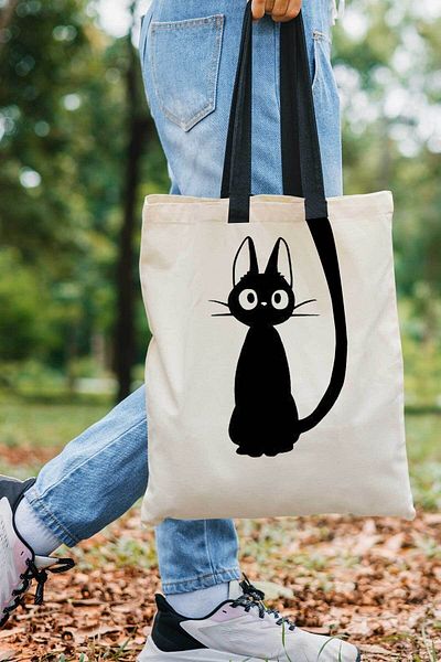 Woys Bags Cat Printed Raw Cloth Bag