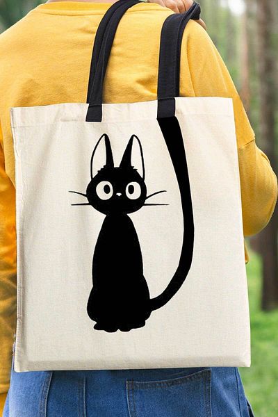 Woys Bags Cat Printed Raw Cloth Bag