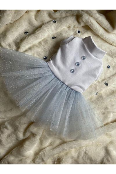 Barneystore Cat Dog Cotton Combed Rhinestoned Tutu Dress