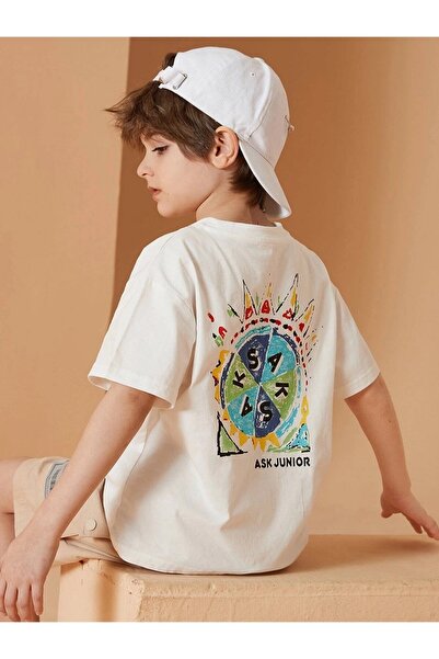 Machetta Kids Ask Junior Bedrucktes Oversize-T-Shirt mit Rundhalsausschnitt für Kinder