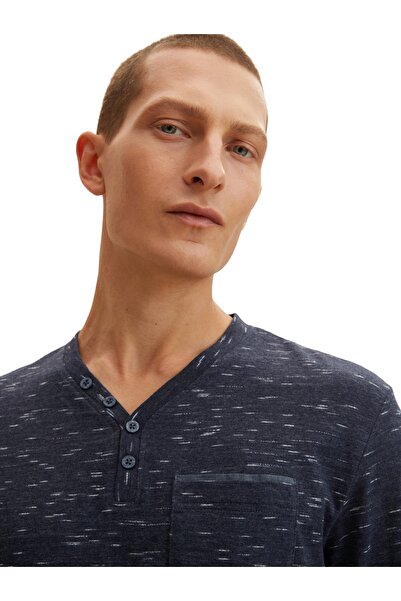 Tom Tailor Shirt Langarmshirt mit aufgesetzter Brusttasche und Henleyausschnitt