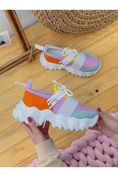 KOTAN Lila Taba Bağcık Detaylı Rahat Kadın Sneakers Spor Ayakkabı