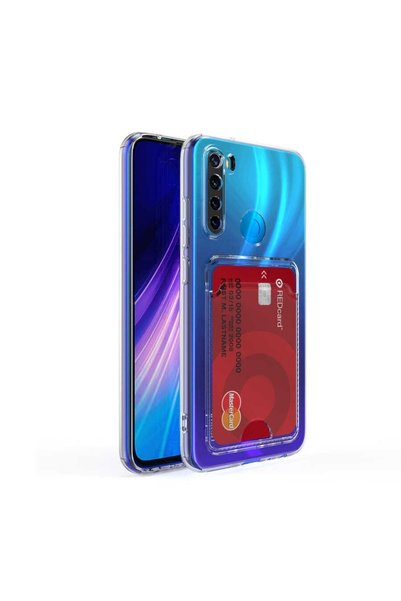 piblue حافظة هاتف Xiaomi Redmi Note 8 مع حامل بطاقة سيترا سيليكون + واقي شاشة