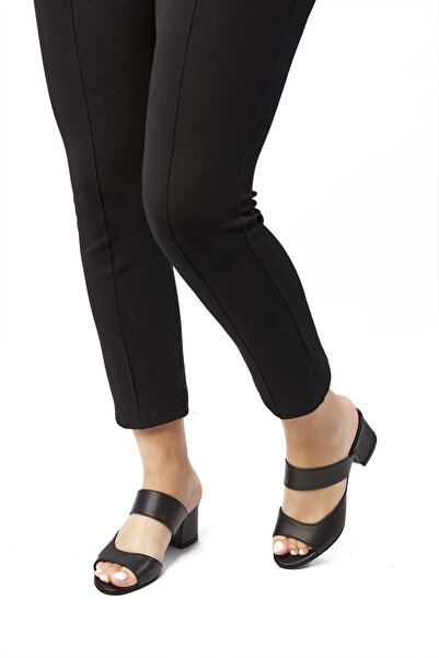 Cabra Blanca Genuine Leather Women's Strappy Block Heeled Slippers Classic Thick Heeled Women's Slippers