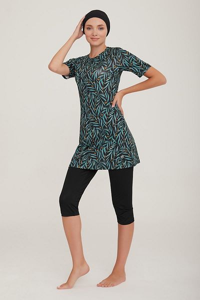 MARESİVA Women's Short Sleeve Afşin Black Hijab Swimsuit 8c0t8n5