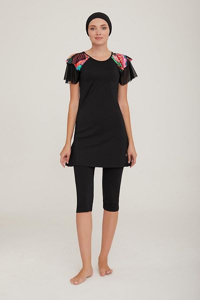 MARESİVA Women's Short Sleeve Capella Black Hijab Swimsuit 8c0t8n7