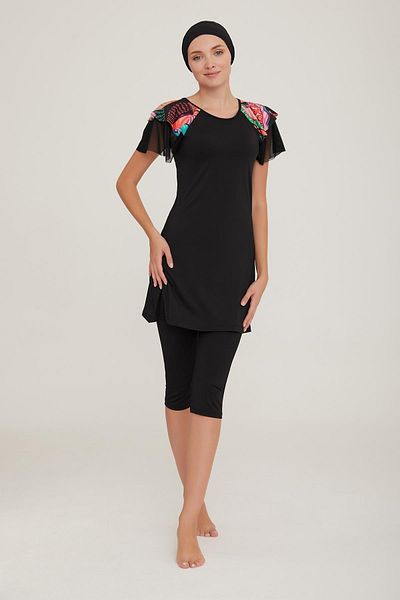 MARESİVA Women's Short Sleeve Capella Black Hijab Swimsuit 8c0t8n7