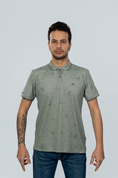 Moda Işık Μπλουζάκι με ψηφιακή στάμπα σε ανοιχτό πράσινο χρώμα Polo Neck