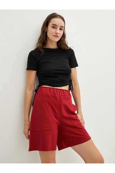 LC Waikiki Women's Bermuda Shorts with Elastic Waist and Pocket Detail