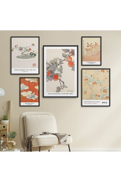 HOMEPACK 5 Parça Çerçeveli Tablo Seti Korin Furuya-japanese Beşli-48
