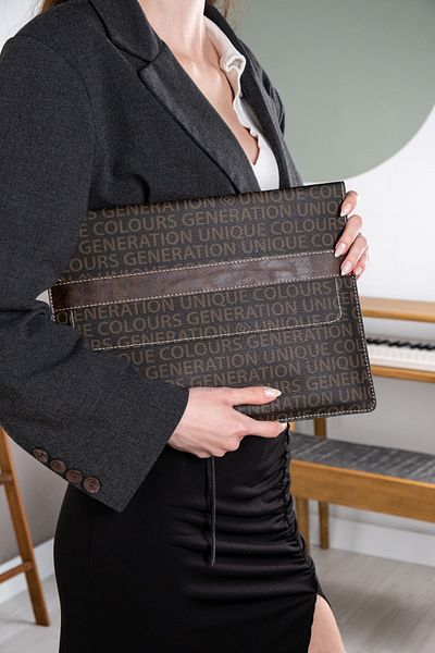 DK LEATHER 13 13,3 13,6 ιντσών Coffee Pattern Συμβατή θήκη φορητού υπολογιστή - M1 M2 Macbook Air Pro Document Portfolio Bag