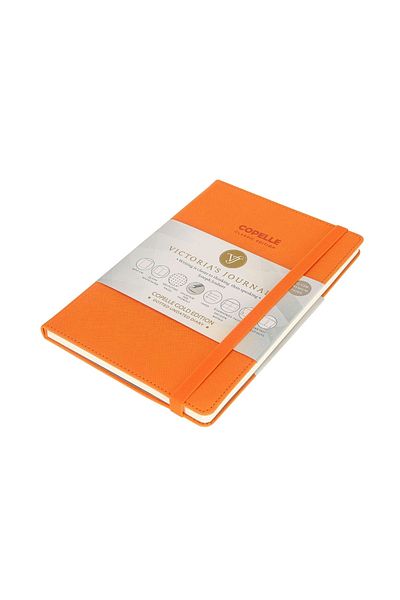 Victoria's Journals Copelle Gold Bujo Notebook 14x20 Cm 57 Gram Cream 152 Sheets 304 Pages Orange Dotted