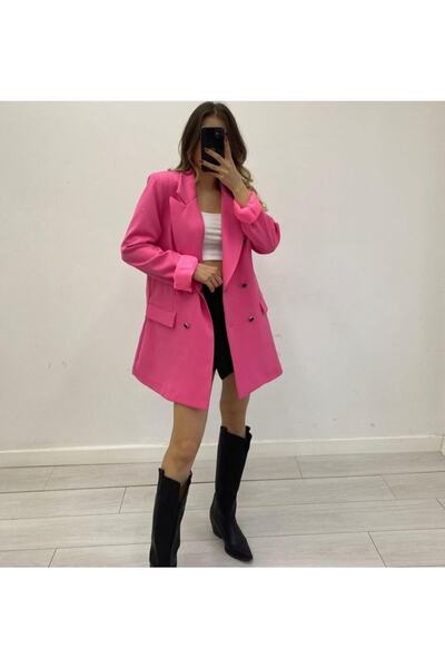 BERİ BUTİK Şeker Pembesi Düğmeli Ceket