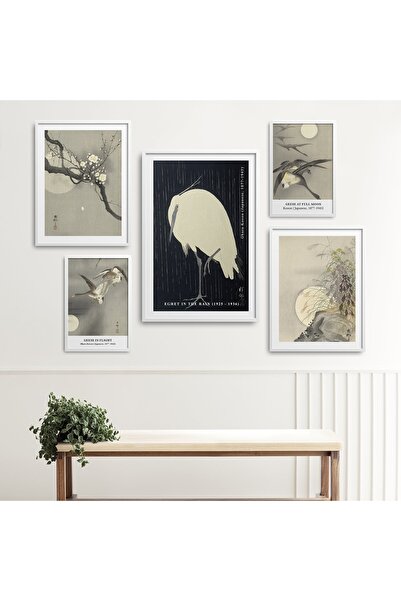 HOMEPACK 5 Parça Çerçeveli Tablo Seti Ohara Koson-japanese Beşli-49