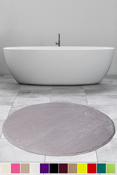 AVANTAJ Elite Gri 150x150 Cm Yuvarlak Büyük Ebat Peluş Banyo Halısı Kaymaz Ta...