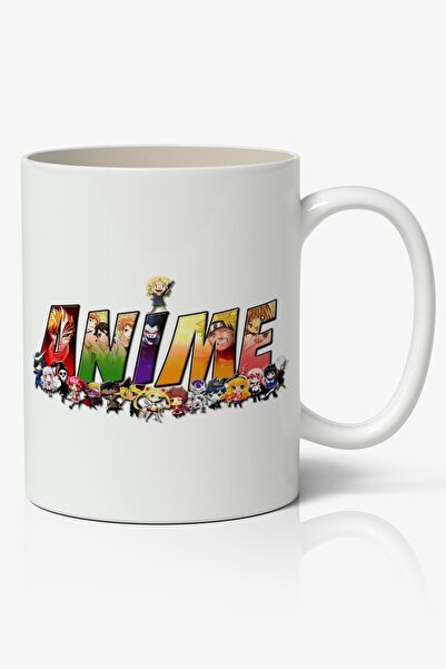 Anime Marketi كوب بورسلين أبيض مع شعار الرسوم المتحركة