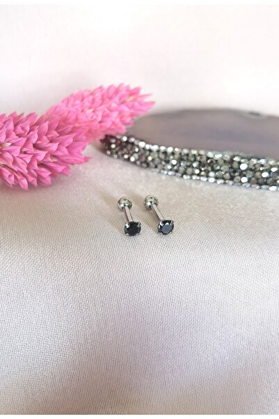 Bylin Iki Adet- %100 316 L Cerrahi Çelik Silver Küçük Tek Taş Piercing - Bar ...
