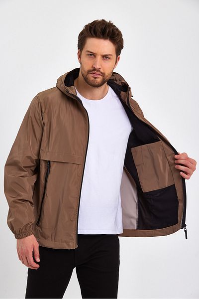GENIUS STORE Ανδρικό αδιάβροχο αθλητικό αδιάβροχο μπουφάν με κουκούλα με κουκούλα και 3 τσέπες